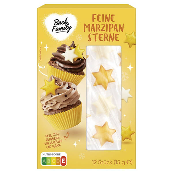 Marzipan Sterne 15 g, Gold/Weiß