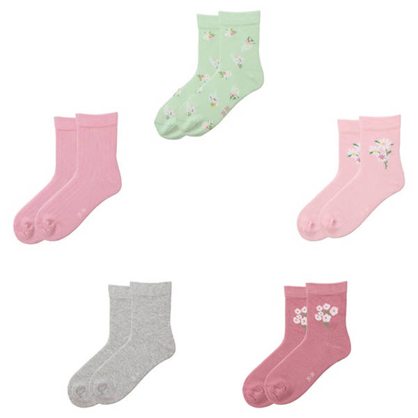 Socken, 5 Paar, Blume, 23/26