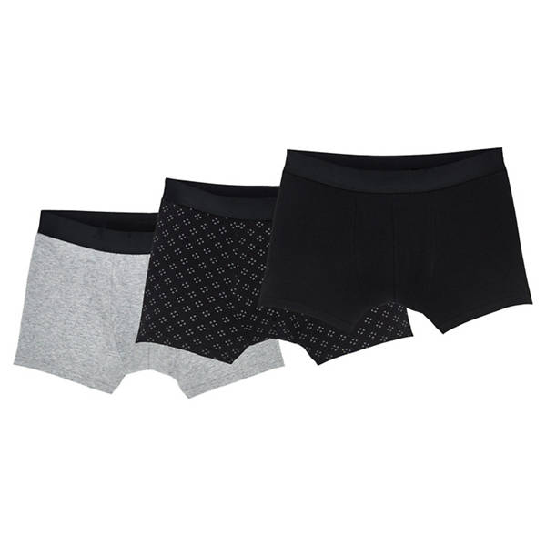 Herren Retropants 3er-Set, Schwarz /Meliert, M