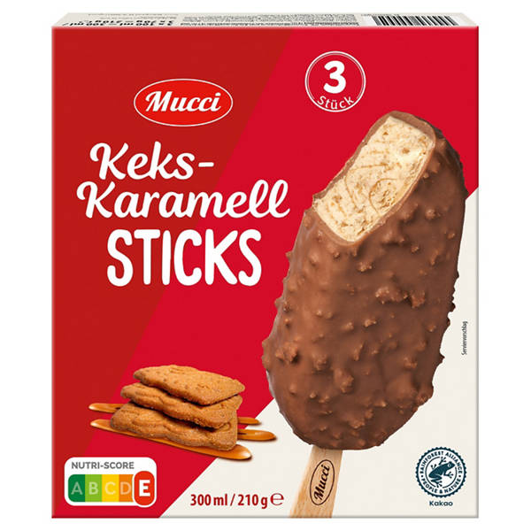 Keks-Karamell Stieleis 300 ml, Milchschokolade