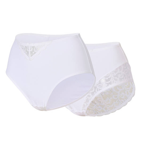 Damen Komfort-Unterwäsche, Slip 2er-Pack, Weiß, S 36/38