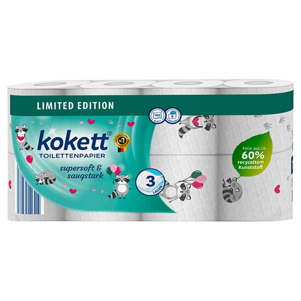 Bedrucktes Toilettenpapier, 3-lagig (8 x 180 Blatt)