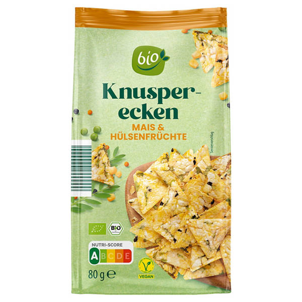 Bio Knusperecken 80 g, Mais Hülsenfrüchte