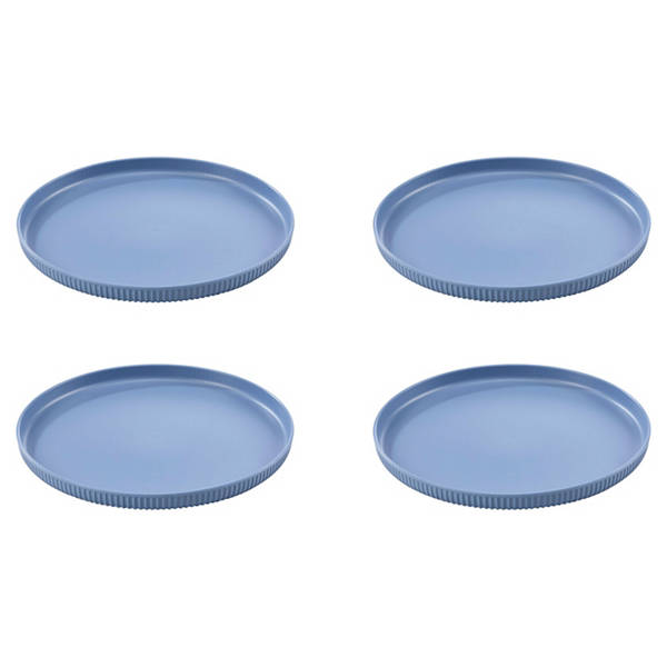 Kunststoff Geschirr Set, Teller, Blau 4er