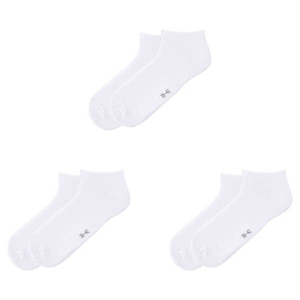 Damen-/Herren-Sneaker-Socken 3er-Pack, Weiß, 35/38