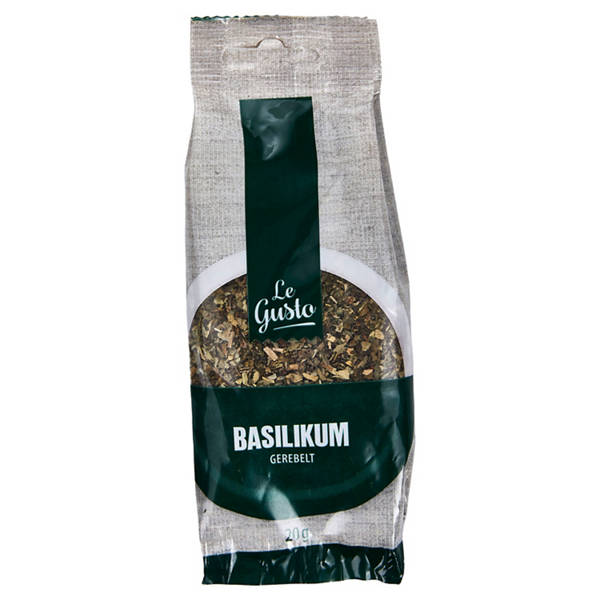 Kräuter und Gewürze im Nachfüllbeutel, Basilikum gerebelt, 20 g