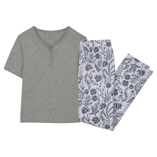 Damen Pyjama, Grau, S 36/38