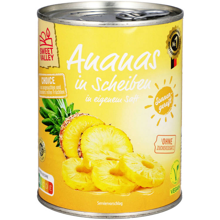 Germany product data sample: Ananas Scheiben 340 g