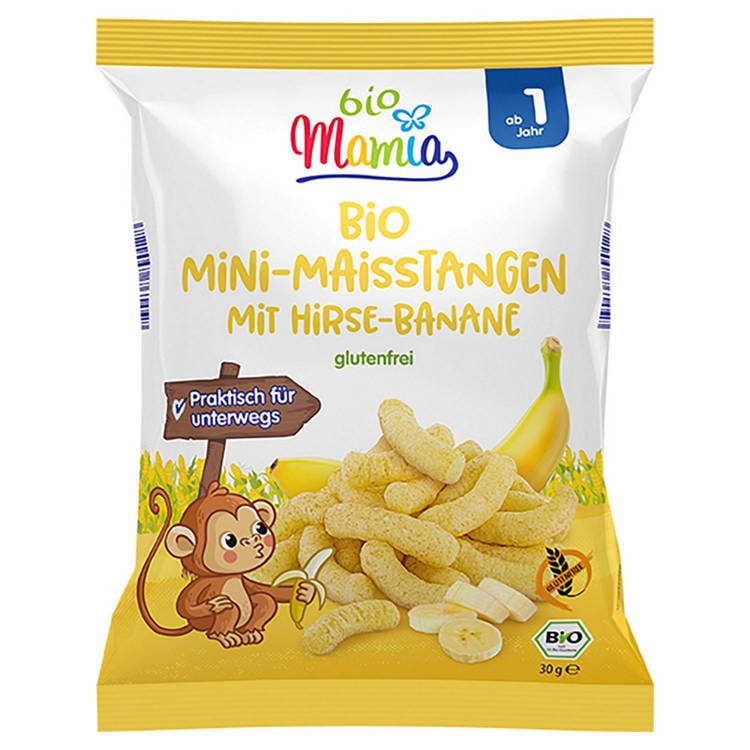 Germany product data sample: Bio-Mini-Maisstangen 30 g, Banane