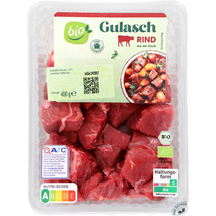 Germany product data sample: Bio-Rinder-Gulasch 400 g