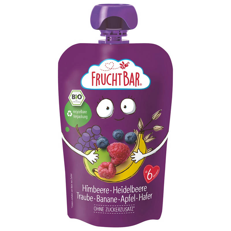 FRUCHTBAR Fruits BIO, framboise - raisin - banane