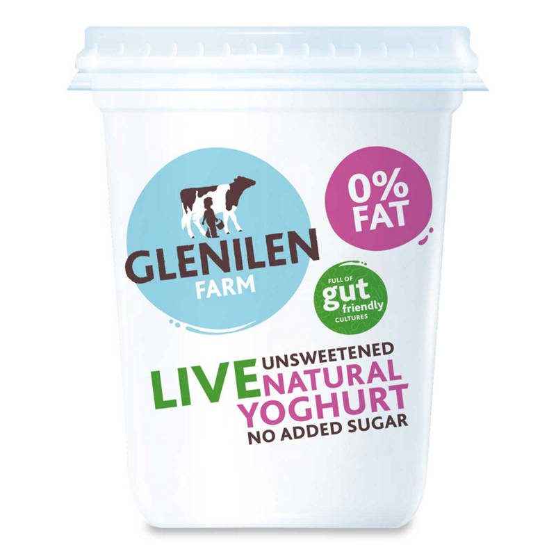 GLENILEN FARM 0% Fat Live Unsweetened Natural Yoghurt 500 g