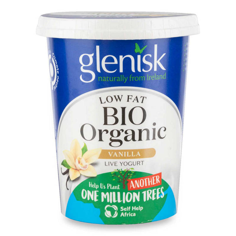 GLENISK Low Fat Bio Organic Vanilla Live Yogurt 450 g
