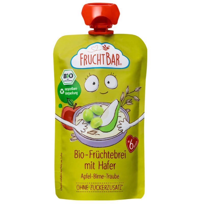 Bio Fruchtpüree, Apfel, Hafer