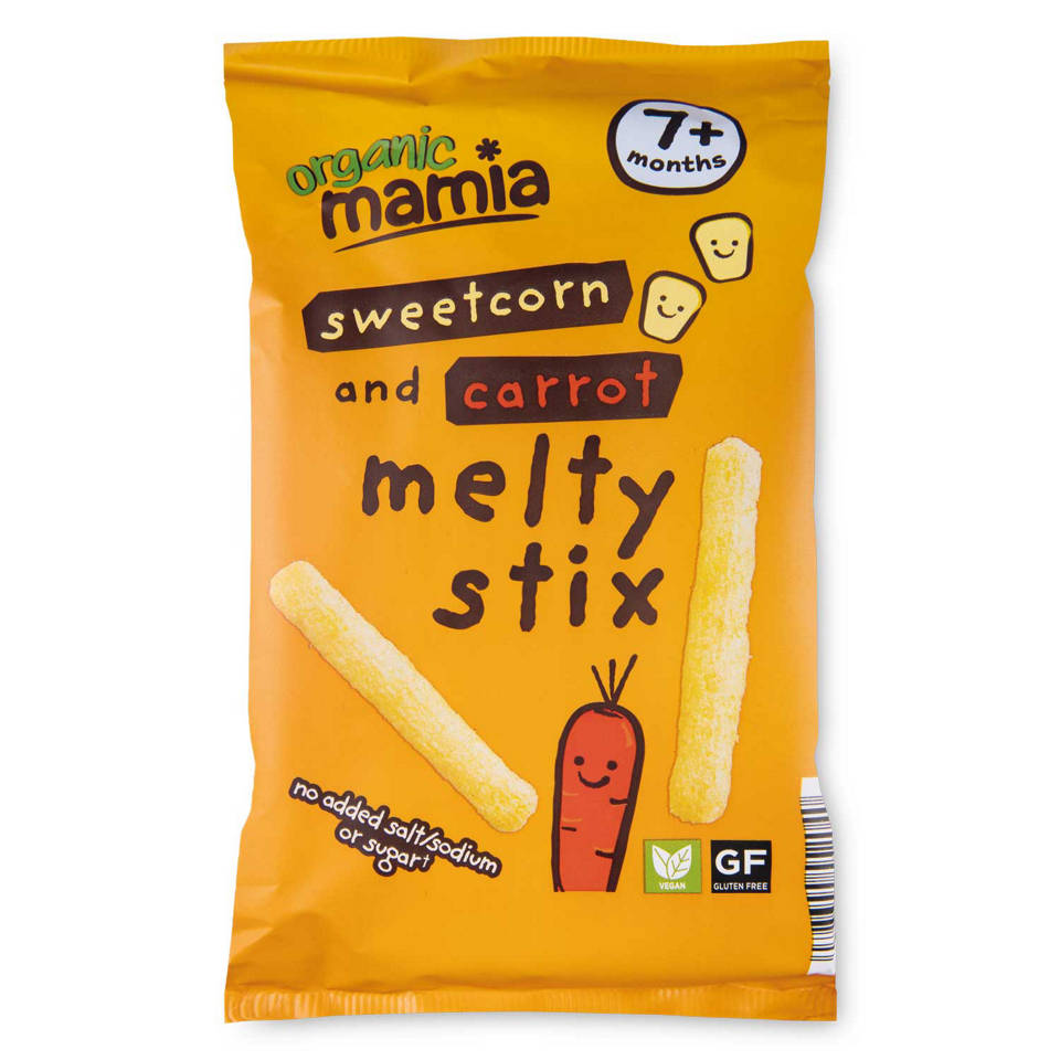 Mamia Organic Sweetcorn & Carrot Melty Stix