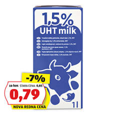 Trajno mleko brez zamaška, 1,5%