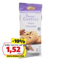 Premium piškoti, trojna čokolada