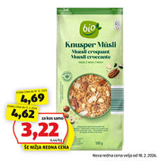 Bio hrustljav muesli, oreščki