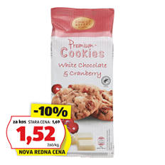 Premium piškoi, brusnica-bela čokolada