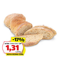 Kruh korenina, z ocvirki in čebulo