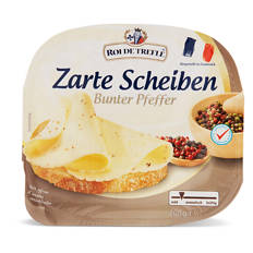 Fromage à pâte molle en tranches, poivre coloré