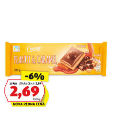 Mlečna polnjena čokolada, arašidi in karamela