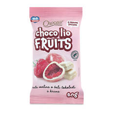 Liofilizirano sadje oblito s čokolado, maline v beli čokoladi