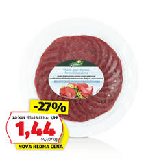 Narezek iz perutninske salame, z zelenim poprom
