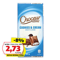 Polnjena čokolada, piškoti in krema