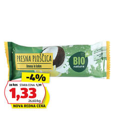 Bio veganska presna ploščica brez glutena, limona-kokos