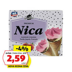 Korneti Nica, jagoda-vanilija-čokolada