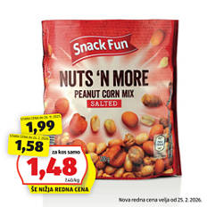 Pikantni mešani oreščki, arašidi in koruza