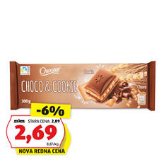 Mlečna polnjena čokolada, kakavov piškot