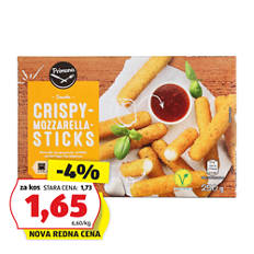 Hrustljavi prigrizek, mocarela palčke