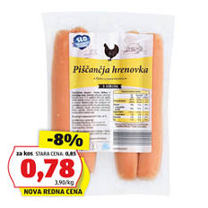 Piščančje hrenovke, s sirom