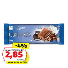 Mlečna polnjena čokolada, piškot in krema