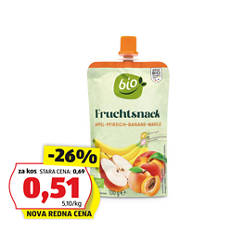 Bio sadna kaša, jabolko-breskev-banana-marelica