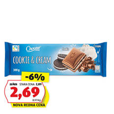 Mlečna polnjena čokolada, piškot in krema