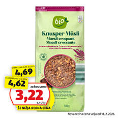 Bio hrustljav muesli, čoko-amarant