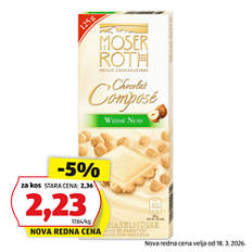 Čokolada s celimi oreški, bela čokolada s celimi lešniki