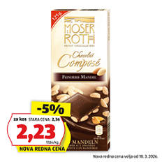 Čokolada s celimi oreški, temna čokolada s celimi mandlji