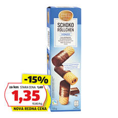 Čokoladne vafelj rolice,  z mlečno čokolado