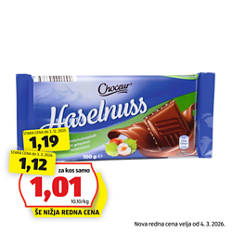 Mlečna čokolada z drobljenimi lešniki