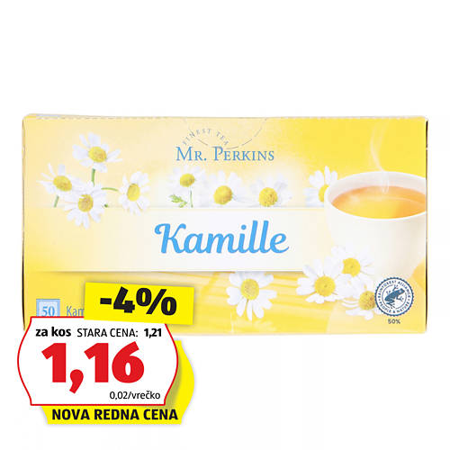 zeliščni čaj, kamilica, mr. perkins, 50kos