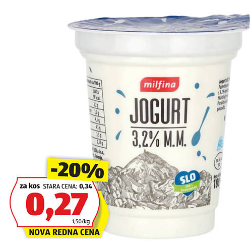 jogurt, milfina, 180g