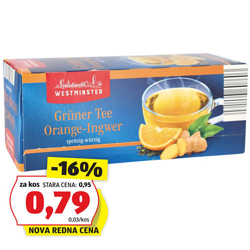 zeleni čaj, pomaranča-ingver