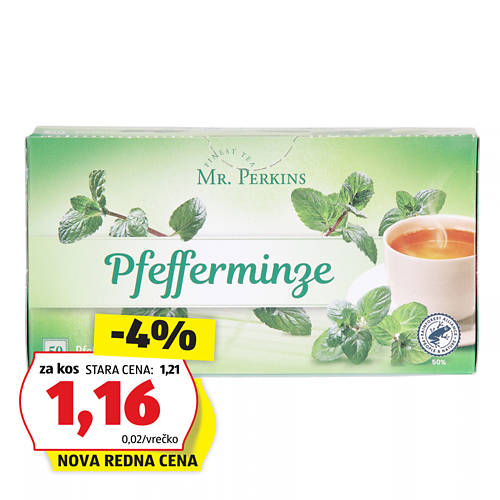 zeliščni čaj, meta, mr. perkins, 50kos