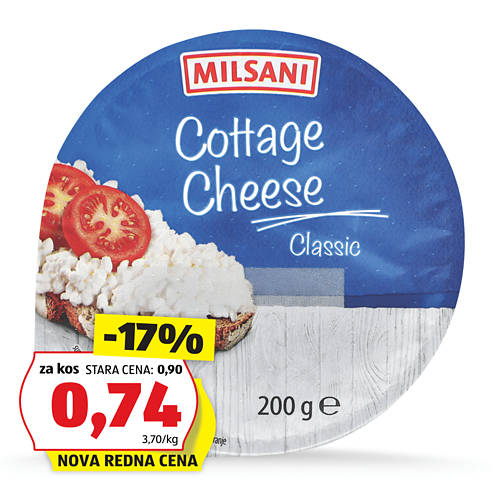 cottage sir, klasik, milsani, 200g