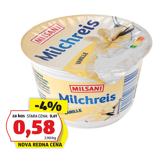 mlečni riž, vanilja