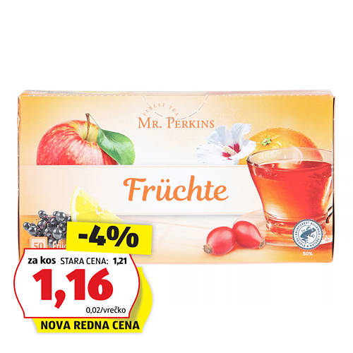 zeliščni čaj, sadni, mr. perkins, 50kos